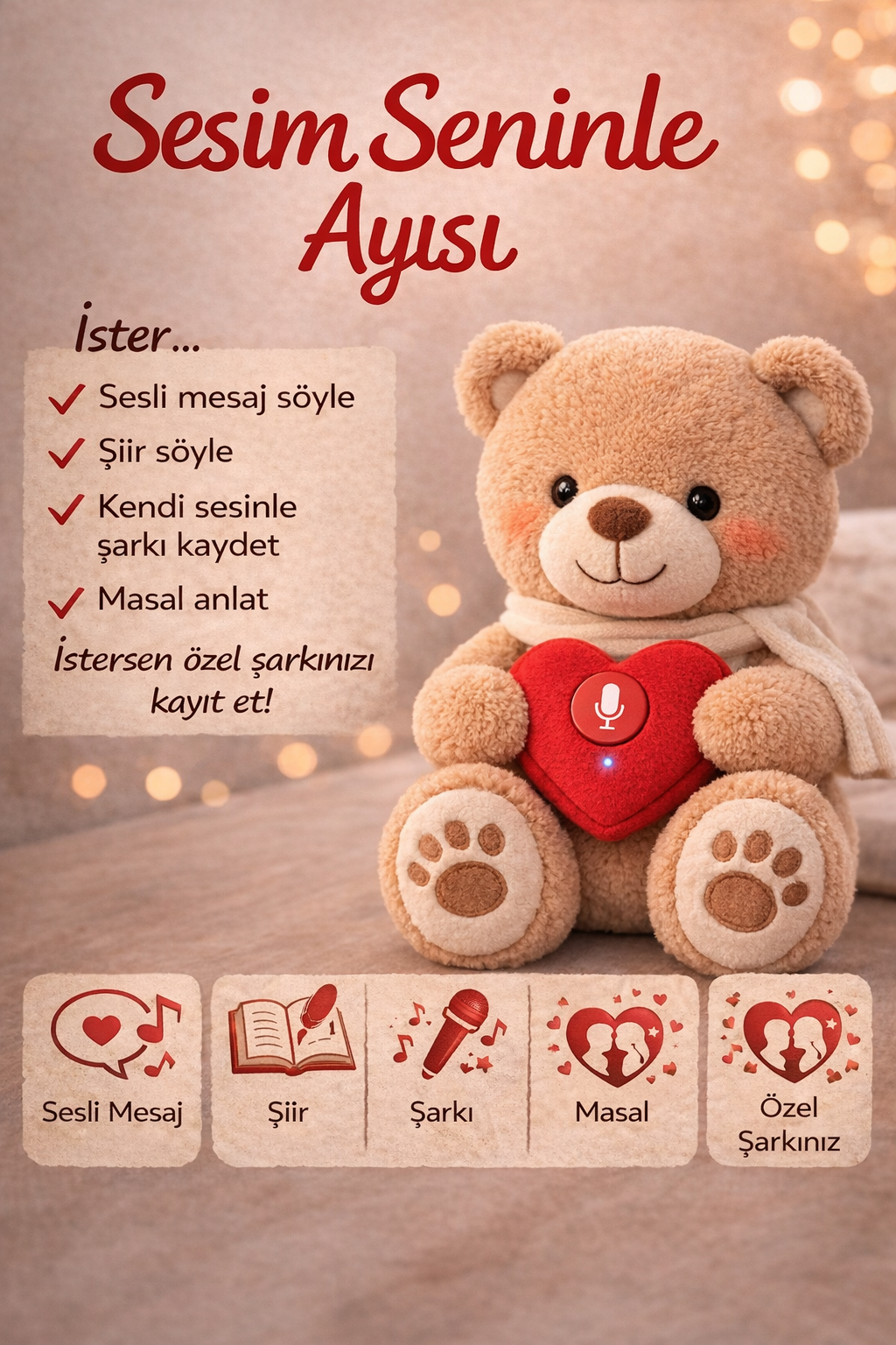 MyVoiceMemory™ Bear  "Sesim Seninle Ayısı (Lansmana Özel)